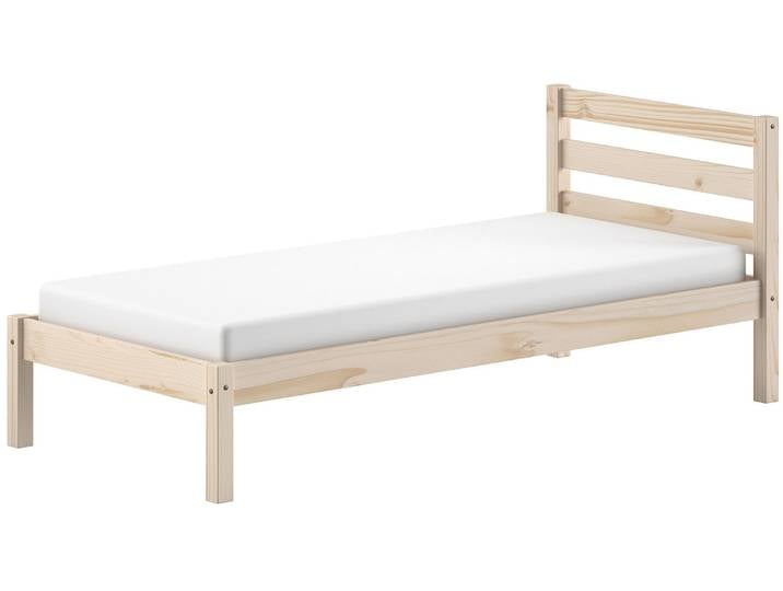 Massivholzbett VIPACK Pino, universell einsetzbar, gradliniges Design, Made in Europe , braun (kiefer natur, kiefer natur, kiefer natur), B:97,6cm H:84,4cm L:211cm, Betten, Massivholzbett, inkl. Rolllattenrost, Kiefer massiv, in Natur oder Weiß lackiert