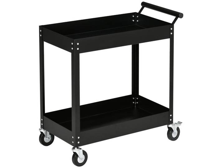 Durhand Werkstattwagen Kaltgewalzter Stahl Schwarz, Metall, 38x84x84.5 cm, Freizeit & Co, Heimwerken