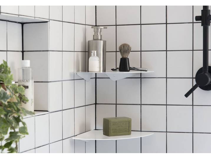 Étagère angle salle de bain 24 cm - blanc - lot de 2 - teebooks