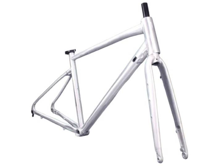 QUYCOIU 700c Steckachse Scheibenbremse 12x142Mm Gravel-Rennradrahmen Und -Gabel Gravelbike Aluminiumlegierung Rahmen Interner Kabelführung Reifenbreiten 23–42C(Fork+Frame-47cm)