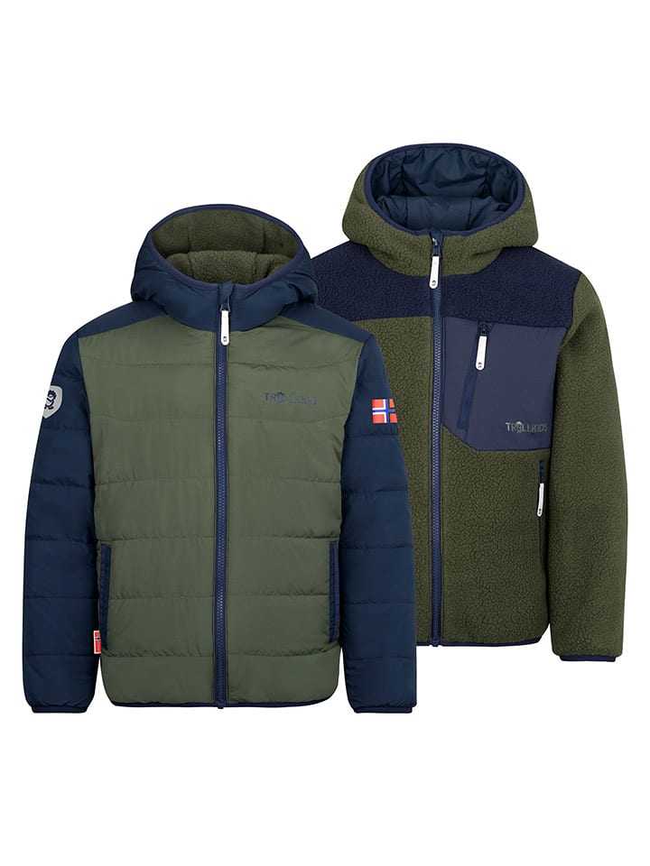 Trollkids Wende-Winterjacke "Sandvika" in Khaki - 116