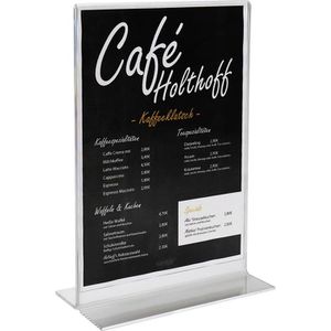 HMF Tischaufsteller 46921, A5, aus Acryl, T-Form, beidseitig