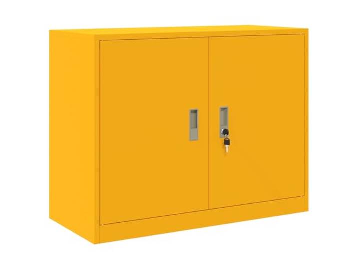 HGFDCBK Aufbewahrungsschrank Senfgelb 90 x 40 x 70 cm Stahl Abschließbare Türen, pulverbeschichtetes Stahl, Industriedesign, pflegeleicht, Büroorganisation, Lagendesign