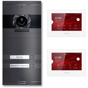 Metzler Türsprechanlage VDM10 2.0 grau, 2 Monitore, LAN, 2 MP Kamera für 2-Familienhaus, WLAN, App-fähig, mit Türöffner