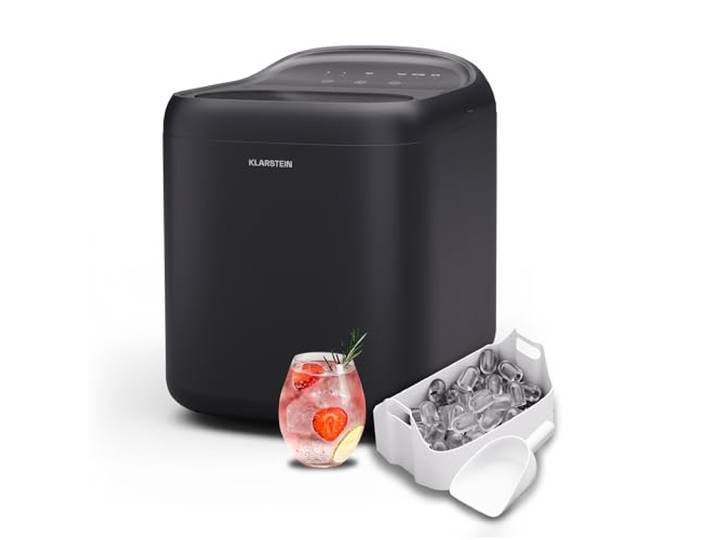 Klarstein SparkIce Eiswürfelmaschine, Ice Maker, 15 kg/Tag, Eiswürfel in 6 Min., Touchpad, 2 Größen, Automatische Reinigung, Schwarz
