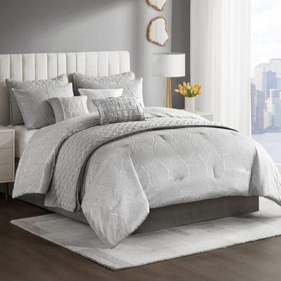 Jla Home/Bed Nocturne Comforter Bed Set Gray, Queen, Gray