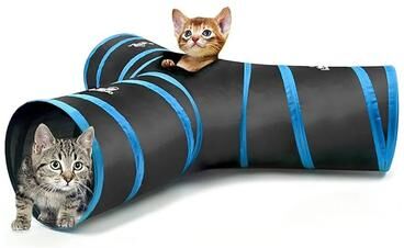 Inspired Finds Pawaboo Collapsible Cat Tunnel With Balls And Bells For Interactive Indoor Play blue 3 Way