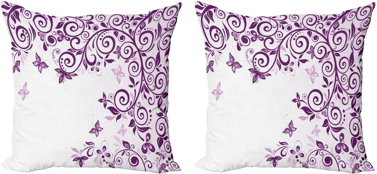 ABAKUHAUS Kussenhoes Set van 2 stuks, Lelie Bloementak, Violet, 40 cm