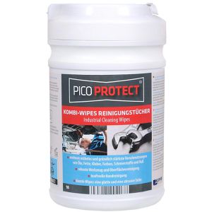 PicoProtect Reinigungstücher 112053, Kombi-Wipes 18, feucht, für Hände, Werkzeuge und Oberflächen, in der Dose, 50 Tücher