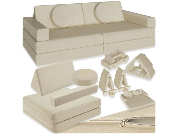 Spielsofa Lilly, 8-teilig, mit Schlaffunktion - 160 cm, beige
