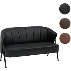 2er-Sofa HWC-P30, Zweisitzer Polster-/Lounge-Sofa Couch Vintage Retro Industrial Metall Kunstleder ~ schwarz