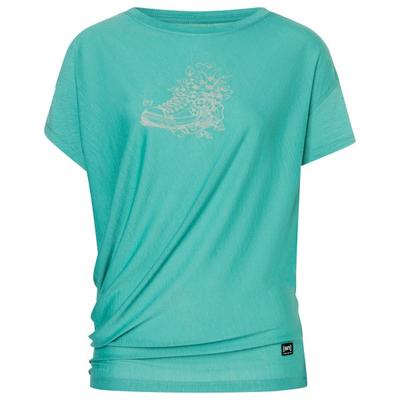 super.natural - Women's Flower Sneakers Loose Tee - Merinoshirt Gr XS türkis
