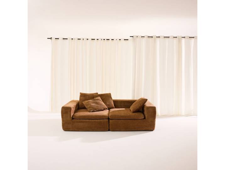 Canapé compressé modulable tissu chenille terracotta