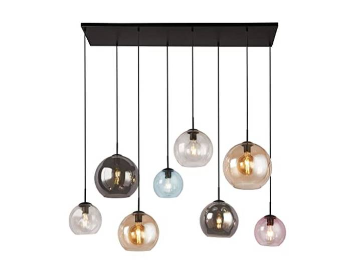 Searchlight Mardi Gras II Mardi Gras 8 Light Bar Pendelleuchte Mattschwarz, Color Glasschirme