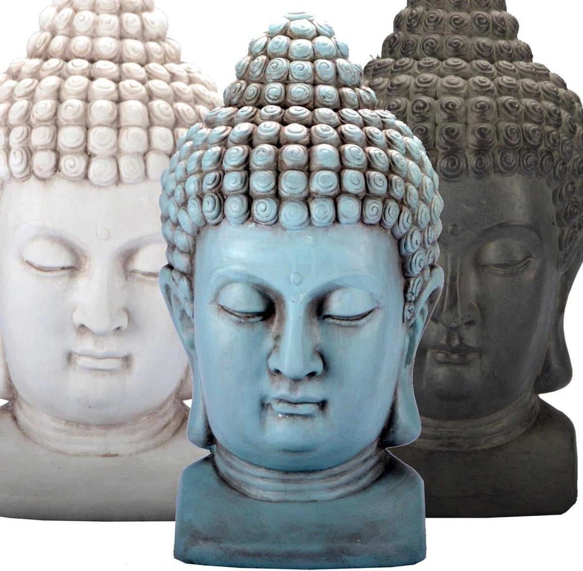 Wit Boeddha hoofd decoratie Feng Shui beeld Hoogte: 48 cm
