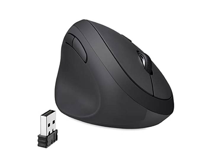 Perixx Perimice-719L Ergonomische Verticale Draadloze Muis, Linkshandigen, Draagbaar formaat, 3 DPI-niveaus, Ideaal voor Laptopgebruikers