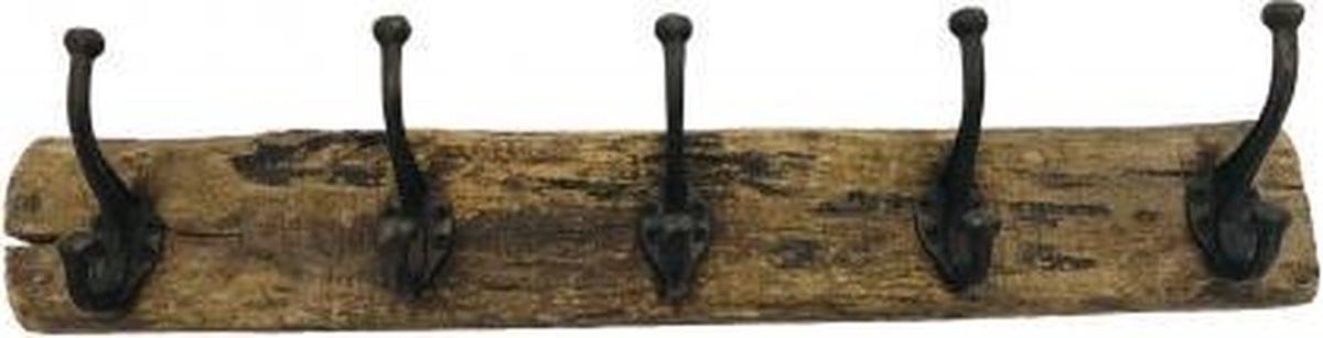 Varios Railway houten kapstok met 5 haken in retro stijl