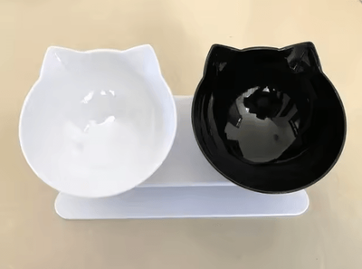 Inspire Curations DineEase Elevated Double Pet Bowl With Non Slip Stand black White