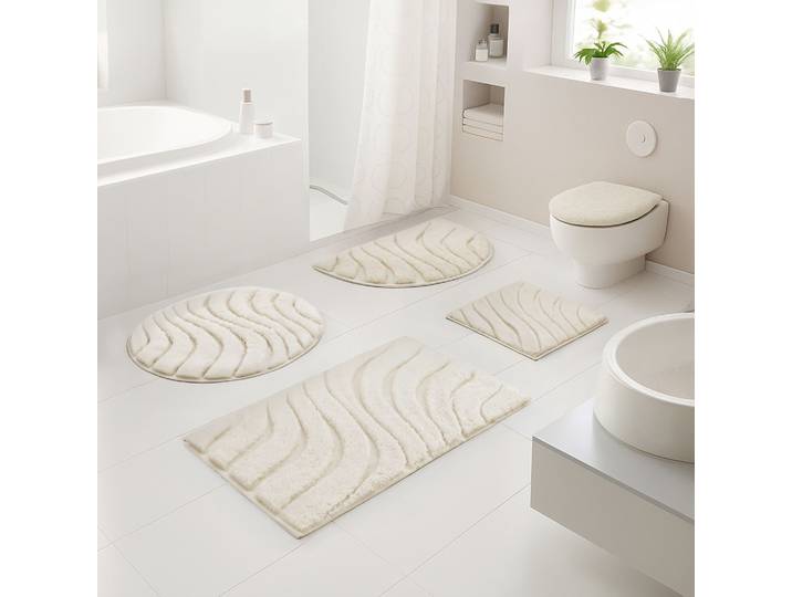 Badematte OTTO HOME Levii, Badvorleger, Badezimmer Teppich, sehr weich , beige (creme), H:20mm, Polyester, Badematten, Badematte, Hoch-Tief-Effekt, weiche Haptik, Made in Europe