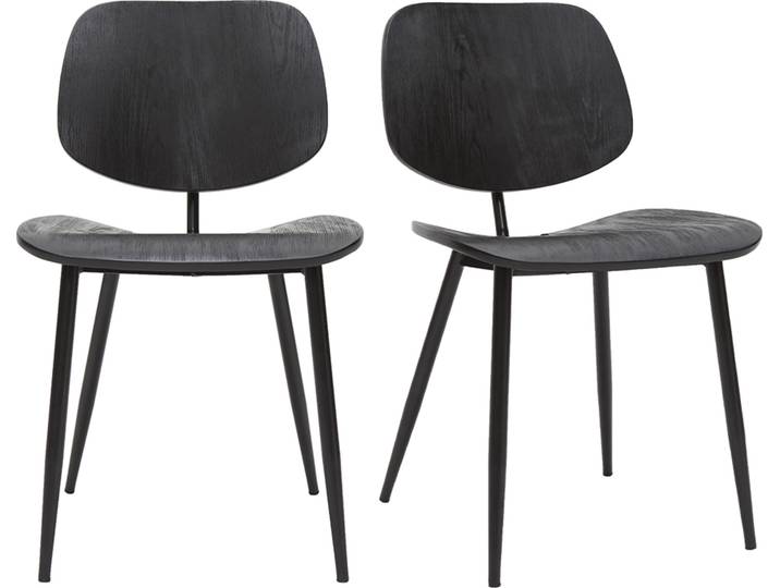 Stühle schwarzes Holz und schwarzes Metall (2er-Set) TOBIAS