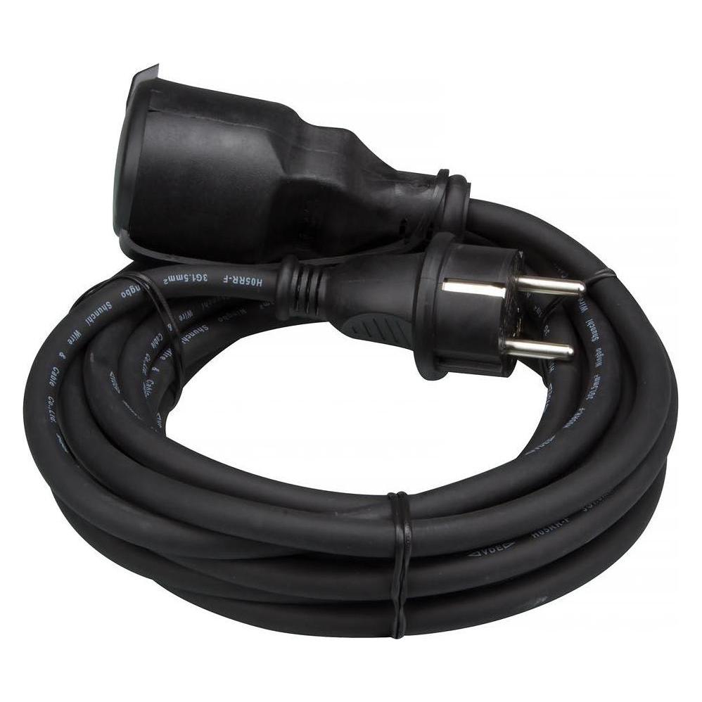 Velleman GUMMI-VERLÄNGERUNGSKABEL - 5 m - 3G1.5 - STECKER-TYP E (FRANZÖSISCHES SYSTEM) (5 m, CEE 7/5) (EC05R15)