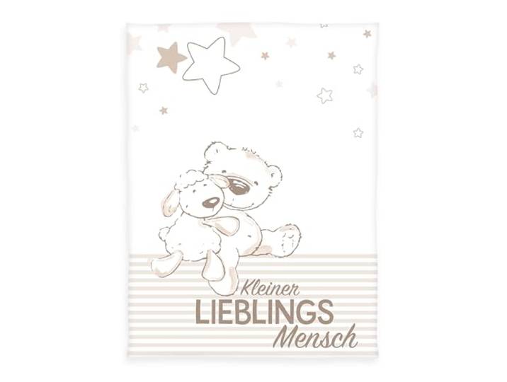 Herding Fynn Babydecke, Lieblingsmensch Motiv, 75 x 100 cm, Microfaserflausch, Weiß