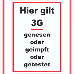 HB-Druck Hier gilt 3G Hinweis Aufkleber mit Text A0 (841x1189mm)