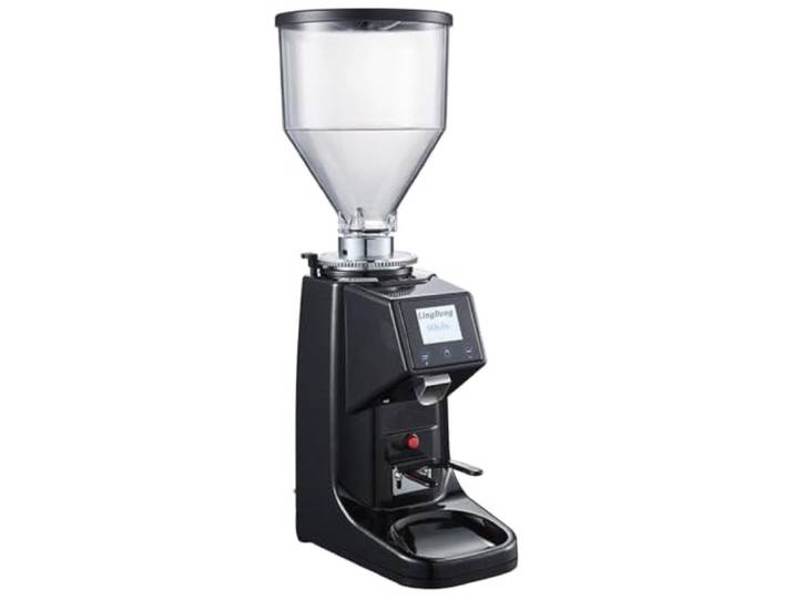 Kaffeemühle mit 19 präzisen Einstellungen und 60-mm-Flachmahlwerk 19 präzise Einstellungen, professionelles 60-mm-Scheibenmahlwerk, zwei Bohnenbehälter (250g/750g), intelligenter Touch-Timer