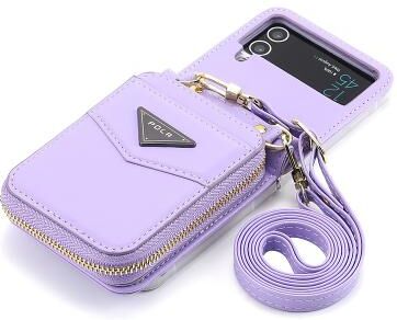 LightInthebox Phone Case For Samsung Galaxy Z Flip 6 Z Flip 5 Z Flip 4 Z Flip 3 Wallet Case Portable Zipper Card Slot Solid Colored PC PU Leather