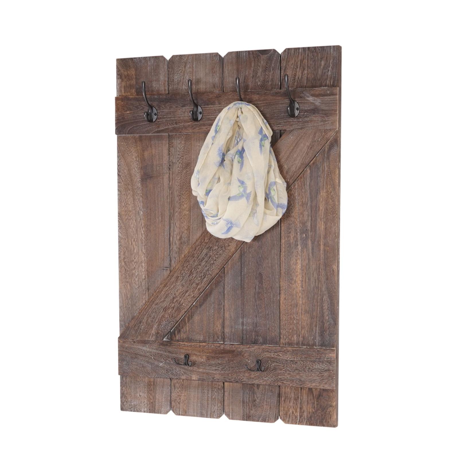 Wandgarderobe MCW-D13, Garderobe Garderobenpaneel, 6 Haken 91x60cm ~ shabby-braun
