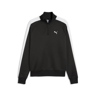 Trainingsjacke PUMA "T7 Always On Trainingsjacke mit Reißverschluss bis zum Hals", Herren, Gr. S, schwarz-weiß (schwarz), Obermaterial: 33% Baumwolle, 67% Polyester. Rippe: 7% Elasthan, 93% Polyester, Jacken Trainingsjacke