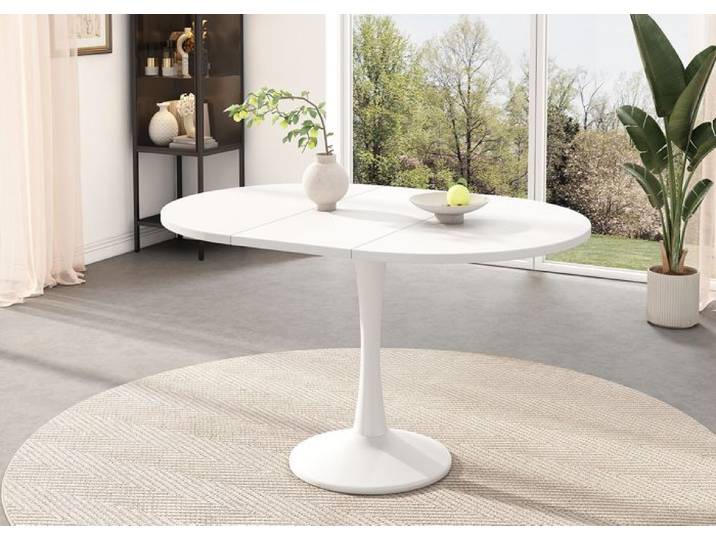 Table de Salle à Manger Extensible Table de Loisirs Table à Manger Ovale 140x100x75cm Table de Salon Blanc