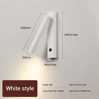 Inspire Curations Minimalist Rotatable LED Reading Wall Lamp white 3000k 3w