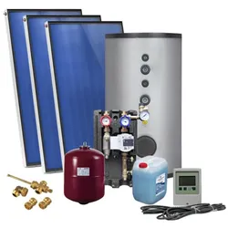 Solarpaket SUNEX AMX 2.51, Flachdachmontage 7,53m2 mit Solarspeicher 400L, 2 WT