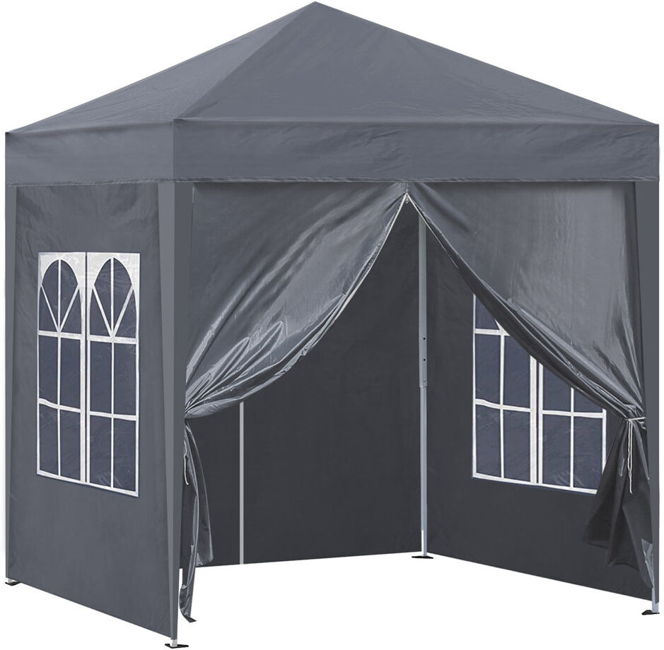 Dakota Fields Amoi 2m x 2m Steel Pop-Up Gazebo Grey 200cm W X 200cm D X 230cm H
