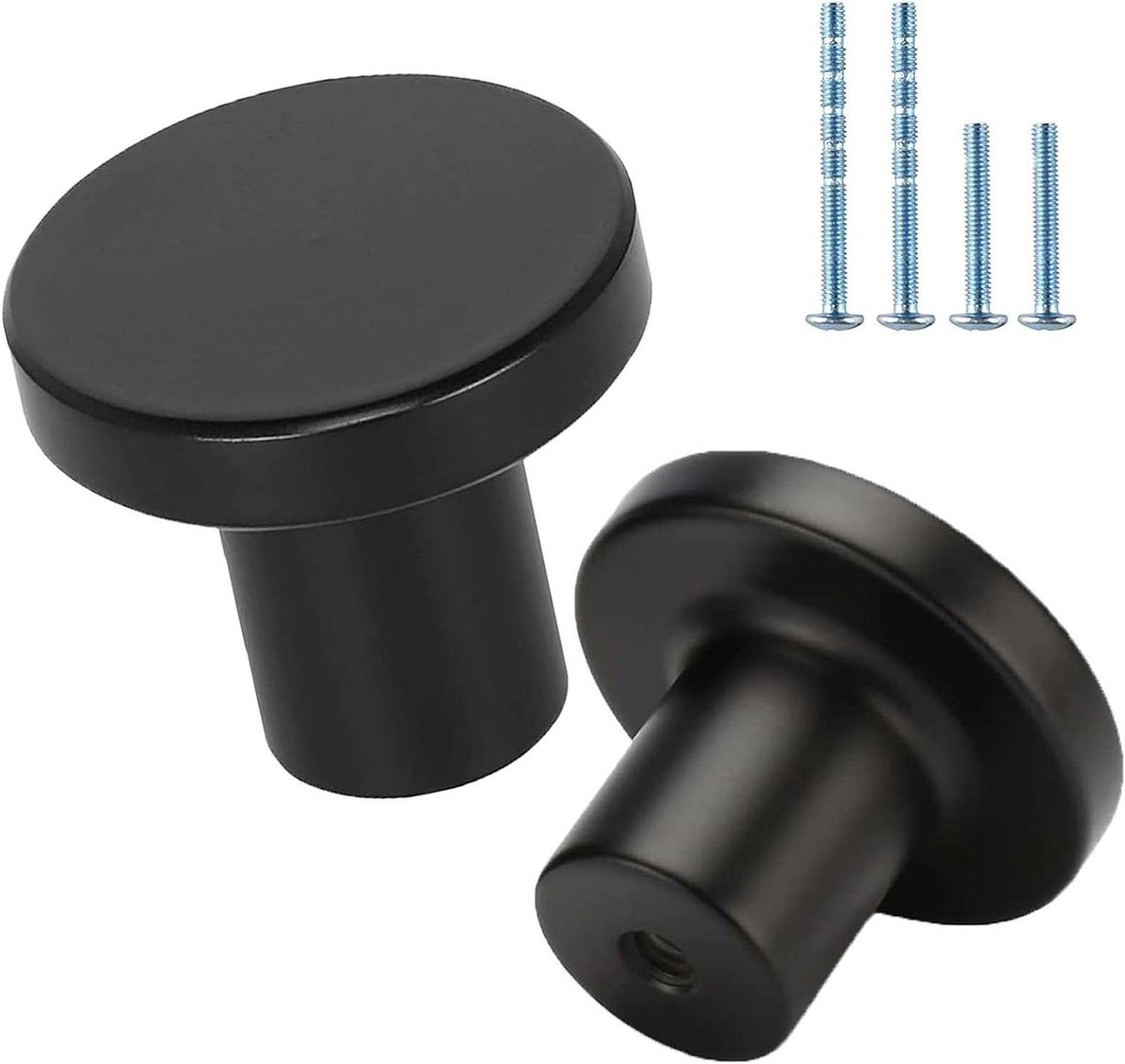 Meubelknop Mat Zwart Metaal - Diameter: 3 cm