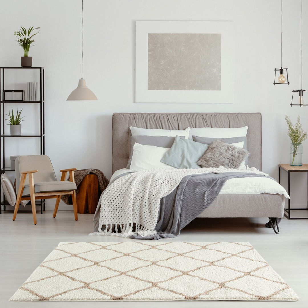 THE RUGS Myshaggy Collection Rugs Moroccan Design in Ivory Beige Ivory;Beige Rectangle 240 x 340 cm