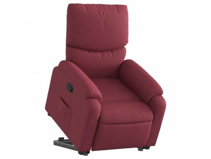 Lehnstuhl zum Aufziehen aus weinrotem Stoff mit Elektromotor Gestell aus Holz und Metall, Sitzfläche aus Schaumstoff, Bezug 100% Polyester, Seitentasche, manuelle oder elektrische
