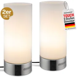 Monzana Tischlampe Lumo 2er Set (Satin Nickel mit Glas)