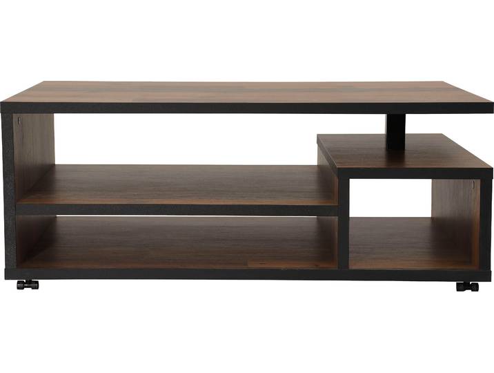 Couchtisch HELA, schwarz (oldwood, schwarz, oldwood), B:106cm H:42cm, Tische, Couchtisch, auf Rollen, industrial Design