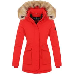 NAVAHOO Damen Designer Wintermantel Parka mit edlem Fellimitat Schneeengel