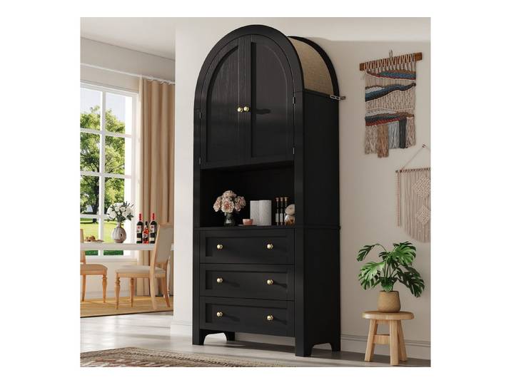 IDEASY Sideboard Hoher weißer Bogenschrank mit Schubladen&Türen
