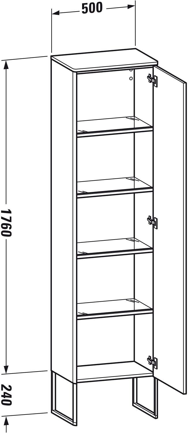 Duravit XSquare Hochschrank stehend, Türanschlag rechts