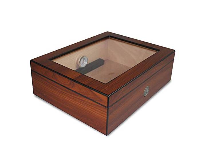 Egoist JK00171 Holz Humidor Box mit Hygrometer, Zigarren-Zubehör - Braun