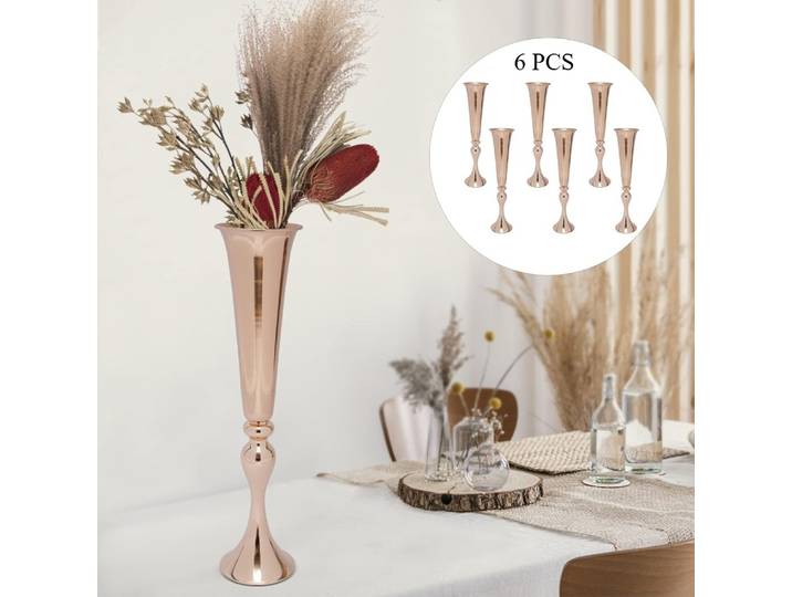 Ensemble de 6 Vases à fleurs grands, décoration de mariage, Vases de sol en métal doré pour la décoration de la maison, fête, événement, pièce maîtresse, décoration 56.5cm