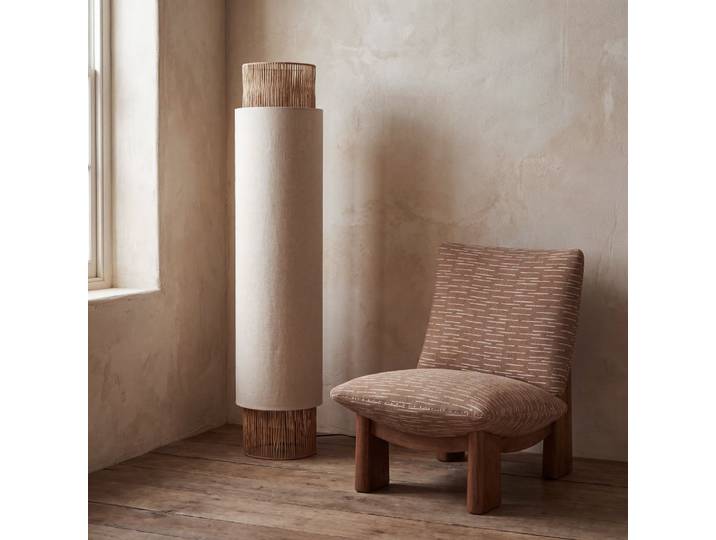 Lampadaire en lin et jute, H126 cm