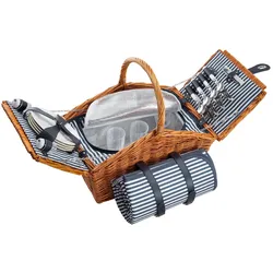 TecTake GmbH Picknickkorb Usedom für 4 Personen, mit Kühlfach & Zubehör - braun