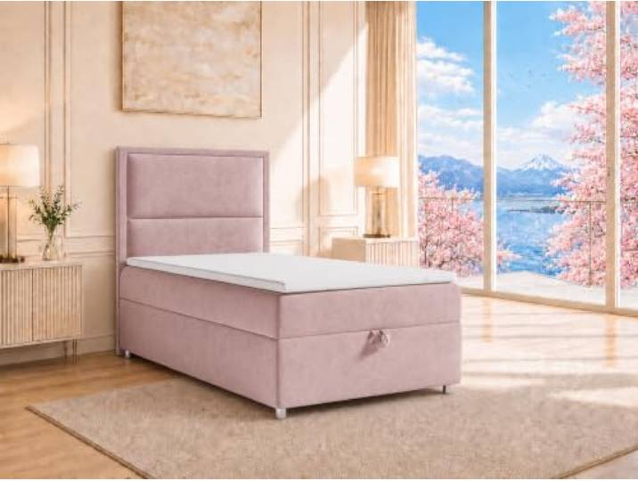 Best For Home Trinity K-11 Boxspringbett 90x200 cm mit Bettkasten & Topper Elegantes Einzel-Boxspringbett mit H3-Bonellfederkernmatratze, Topper, Stauraum, gepolstertem Kopfteil & stabiler Bauweise.