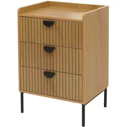 Mendler Kommode HWC-O39, Highboard Schrank, 3 Schubladen Melamin MDF 77x50x42cm ~ natur