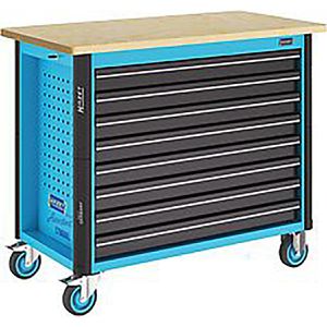 Hazet Werkzeugwagen 179NWL-8, leer, fahrbare Werkbank, blau, 8 Schubladen